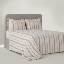 Ecocotton Izgi Çift Kişilik Nevresim Takımı %100 Organik Pamuk Müslin Bej 200X220 cm
