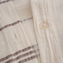 Ecocotton Izgi Çift Kişilik Nevresim Takımı %100 Organik Pamuk Müslin Bej 200X220 cm