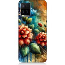 Teknomeg Vivo Y53S Uyumlu Kırmızı Çiçek ve Tomurcuklar  Desenli Silikon Kılıf