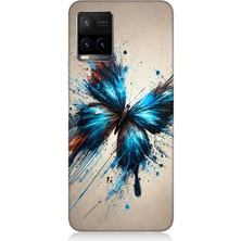 Teknomeg Vivo Y53S Uyumlu Parçalanan Renkli Kelebek  Desenli Silikon Kılıf