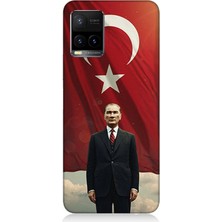 Teknomeg Vivo Y53S Uyumlu Bayrak Önünde Güçlü Atatürk  Desenli Silikon Kılıf