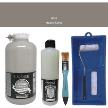 Cadence Mobilya Boyası -  Multisurface H - 022 M Kahve 2lt Ultimate Parlak Vernik 500 ml  Saten Rulo Set