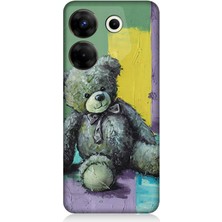 Tecno Camon 20 Pro 5g Uyumlu Soyut Renkli Oyuncak Ayı  Desenli Silikon Kılıf