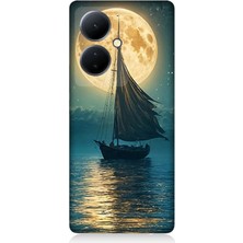 Vivo V29 Lite Uyumlu Dolunayla Sessiz Gidiş  Desenli Silikon Kılıf