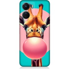Vivo V16 Uyumlu Balon Sakızlı Zürafa  Desenli Silikon Kılıf