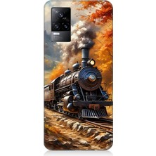 Vivo V21E Uyumlu Sonbaharda Buharlı Tren  Desenli Silikon Kılıf
