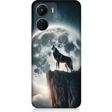 Vivo V16 Uyumlu Dolunayda Uluyan Kurt  Desenli Silikon Kılıf