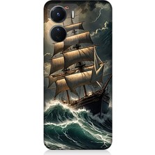 Vivo V16 Uyumlu Dalgalarla Savaşan Yelkenli  Desenli Silikon Kılıf