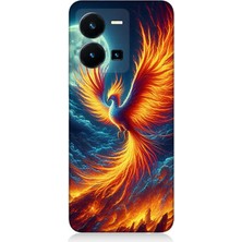 Vivo Y22S Uyumlu Ateşle Dans Eden Anka  Desenli Silikon Kılıf