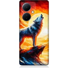 Vivo V29 Lite Uyumlu Kayalıkta Uluyan Kurt Yalnızlığı  Desenli Silikon Kılıf