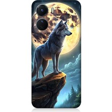 Vivo V16 Uyumlu Uçurum Başında Yalnız Kurt  Desenli Silikon Kılıf