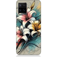 Vivo Y53S Uyumlu Yumuşak Hatlı Zambaklar  Desenli Silikon Kılıf