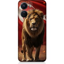 Vivo V16 Uyumlu Al Bayrak ve Aslan  Desenli Silikon Kılıf