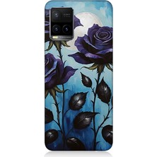 Vivo Y53S Uyumlu Mavi Güller Hüznü  Desenli Silikon Kılıf
