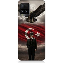 Vivo Y53S Uyumlu Bayrak ve Mustafa Kemal Atatürk  Desenli Silikon Kılıf