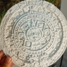 Aztek Güneş Taşı Biblo 23 cm – 3D Yazıcı Üretimi – Mermer Pla – Antik Maya ve Aztek Takvimi – Dekoratif Figür - 3D Aztek Güneş Taşı Biblosu