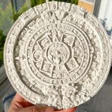 Aztek Güneş Taşı Biblo 23 cm – 3D Yazıcı Üretimi – Mermer Pla – Antik Maya ve Aztek Takvimi – Dekoratif Figür - 3D Aztek Güneş Taşı Biblosu