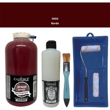Cadence Mobilya Boyası -  Multisurface H - 055 Bordo 2000 ml Ultimate Vernik Mat 500 ml  Saten Rulo Set