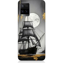 Vivo Y53S Uyumlu Dolunayda Yelkenli Gemi  Desenli Silikon Kılıf