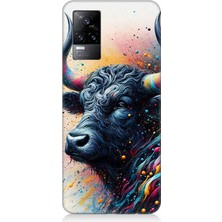 Vivo V21E Uyumlu Renk Patlamalı Boğa  Desenli Silikon Kılıf