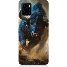 Vivo Y15S Uyumlu Renk Patlamasında Saldıran Boğa  Desenli Silikon Kılıf