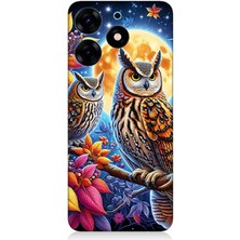 Tecno Spark 10 Pro Uyumlu Dallarda Bilge Baykuşlar  Desenli Silikon Kılıf