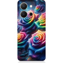 Vivo Y36 Uyumlu Gökkuşağı Güllerin Patlaması  Desenli Silikon Kılıf