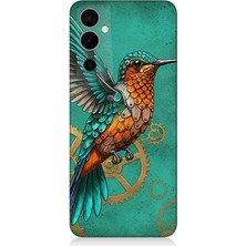 Tecno Pova Neo 2 Uyumlu Turkuaz Zeminde Sinek Kuşu  Desenli Silikon Kılıf