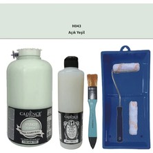 Cadence Mobilya Boyası -  Multisurface H - 043 Açık Yeşil 2000 ml Ultimate Vernik Mat 500 ml  Saten Rulo Set