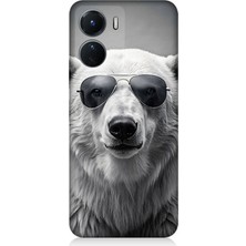 Vivo V16 Uyumlu Havalı Gözlüklü Ayı  Desenli Silikon Kılıf