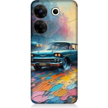 Tecno Camon 20 Pro 4g Uyumlu Renkli Yol Üzerinde Araba  Desenli Silikon Kılıf