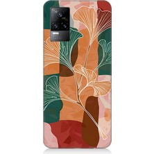 Vivo V21E Uyumlu Soyut Yapraklı Kompozisyon  Desenli Silikon Kılıf
