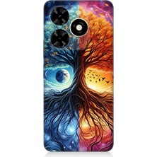 Tecno Spark 20C Uyumlu Hayat Ağacı  ve Gece Gündüz  Desenli Silikon Kılıf