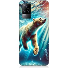 Vivo V21E Uyumlu Suda Dans Eden Ayı  Desenli Silikon Kılıf