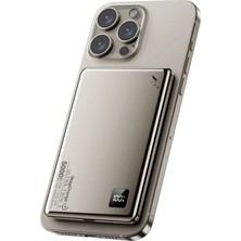 Newface PW555 5.000 Mah Dijital Göstergeli 18W Type-C ve 15W Kablosuz Şarj Pd Hızlı Şarj Magsafe Powerbank - Titanyum Sptgl