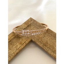 Xuping Jewelry 14 Ayar Altın Kaplama Rose Zirkon Taşlı Kelepçe Bileklik