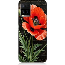 Vivo Y53S Uyumlu Kırmızı Gelincik Hatırası  Desenli Silikon Kılıf