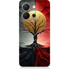 Vivo Y36 Uyumlu Siyah Gölge Ağaç  Desenli Silikon Kılıf