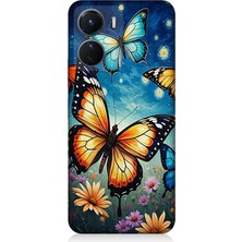 Vivo V16 Uyumlu Renkli Kanatlı Kelebekler Uçuşu  Desenli Silikon Kılıf