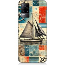 Vivo V21E Uyumlu Retro Gemili Harita Deseni  Desenli Silikon Kılıf