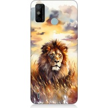 Tecno Spark 6 Go Uyumlu Günbatımında Gururlu Aslan  Desenli Silikon Kılıf