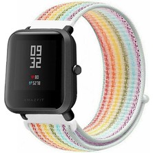 Tagomoon Amazfit Bip ve Bip Lite Akıllı Saat Uyumlu Spor Kumaş Desenli Cırt Cırtlı Kordon Kayış