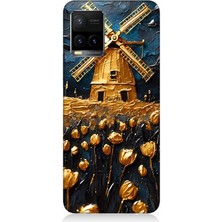 Vivo Y53S Uyumlu Değirmen Önünde Altın Laleler  Desenli Silikon Kılıf