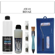 Cadence Fayans Tezgah B - Ambiente Islak Zemin Aw - 01 Beyaz 500 ml Katalizör 30 gr Taş Vernik Mat 250  Saten Rulo Set