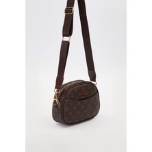 Kahve Ön Cep Detaylı Omuz Çantası