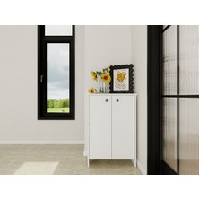 MasifMarket Assos 2 Kapaklı Ayakkabılık / Dolap Beyaz Renk