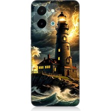 Vivo Y28 Uyumlu Fırtınada Işık Kulesi  Desenli Silikon Kılıf