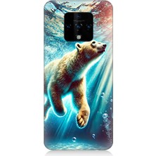 Teknomeg Tecno Camon 16 Uyumlu Suda Dans Eden Ayı  Desenli Silikon Kılıf