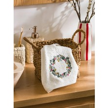 Lcw Home Ekru Çiçek Nakışlı Pamuklu Yüz Havlusu 50X80 cm
