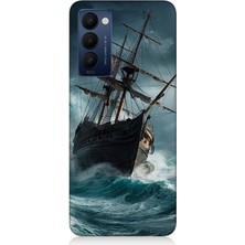 Teknomeg Tecno Camon 18 Uyumlu Fırtınada Eski Gemi  Desenli Silikon Kılıf